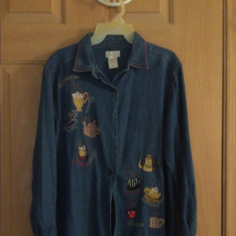 Bobbie Brooks Coffee/tea Denim Shirt